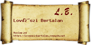 Lovászi Bertalan névjegykártya